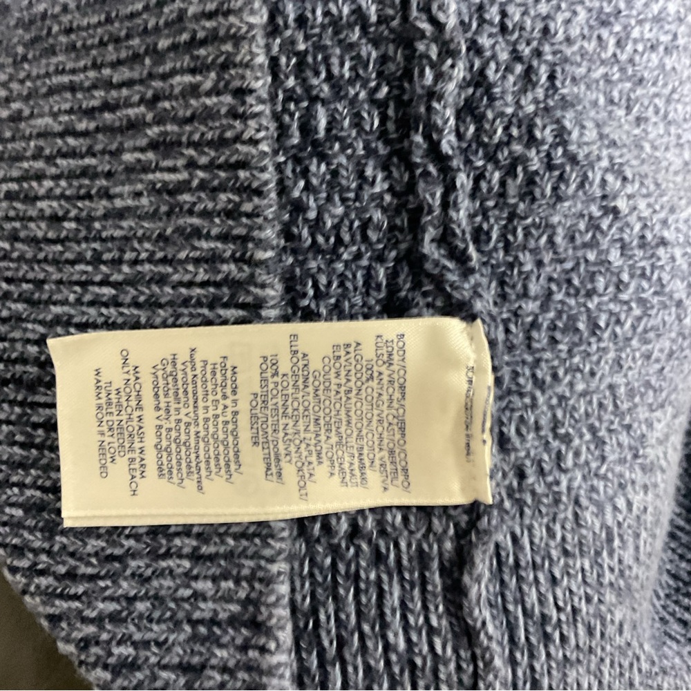 Chaps Blue Sweater with Brown Elbow Patches REMOVED BY TAILOR - Picture 11 of 13